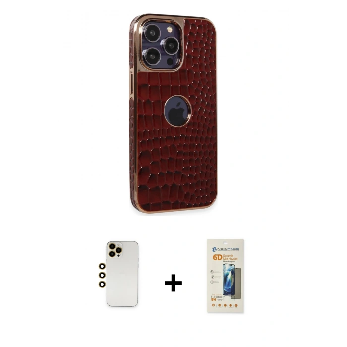 MARSİLYAN™- iPhone 13 Pro Max Kılıf Ufuk Form Prime - Siyah 6D Mat Seramik Hayalet Nano Ekran Koruyucu + Shine Kamera Lens - GD