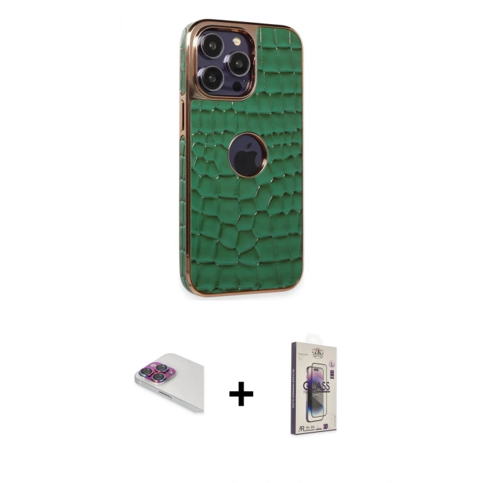 MARSİLYAN™- iPhone 13 Pro Max Kılıf Ufuk Form Prime - Siyah Bilvis 3D Cam Ekran Koruyucu + Pers Alüminyum Kamera Lens - GI