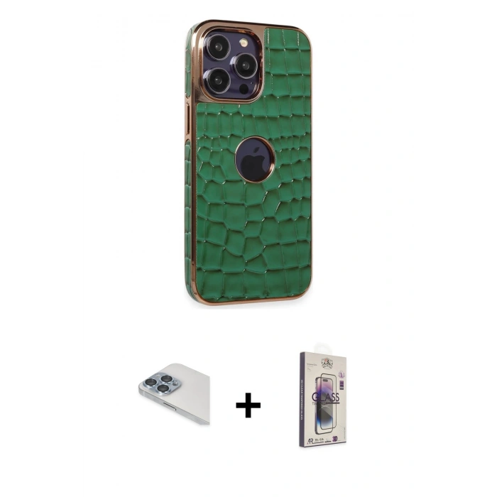 MARSİLYAN™- iPhone 13 Pro Max Kılıf Ufuk Form Prime - Siyah Bilvis 3D Cam Ekran Koruyucu + Pers Alüminyum Kamera Lens - SABE