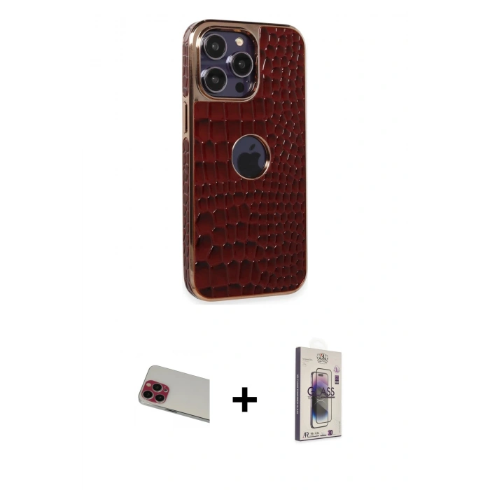 MARSİLYAN™- iPhone 13 Pro Max Kılıf Ufuk Form Prime - Siyah Bilvis 3D Cam Ekran Koruyucu + Rainbow Kamera Lens Koruma Cam - KI