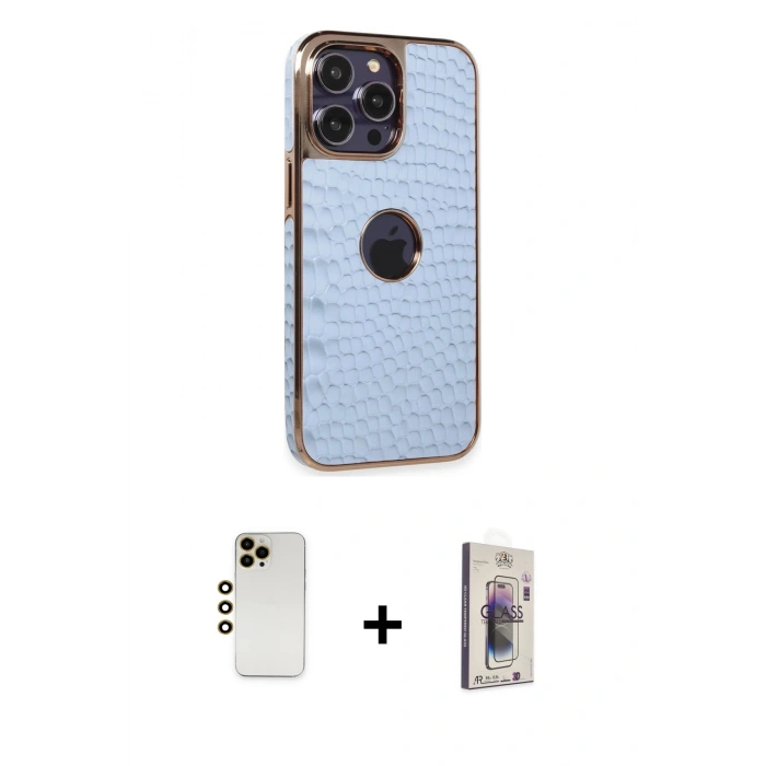 MARSİLYAN™- iPhone 13 Pro Max Kılıf Ufuk Form Prime - Siyah Bilvis 3D Cam Ekran Koruyucu + Shine Kamera Lens - GD