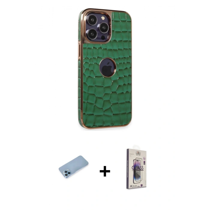 MARSİLYAN™- iPhone 13 Pro Max Kılıf Ufuk Form Prime - Siyah Bilvis 3D Cam Ekran Koruyucu + Shine Kamera Lens Koruma Cam - MI