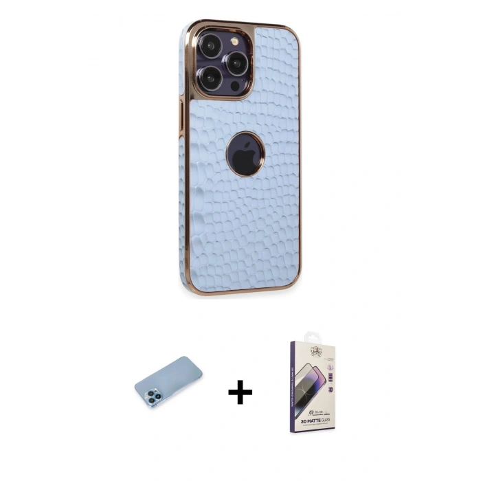 MARSİLYAN™- iPhone 13 Pro Max Kılıf Ufuk Form Prime - Siyah Bilvis 3D Mat Cam Ekran Koruyucu + Shine Kamera Lens Koruma Cam - MI