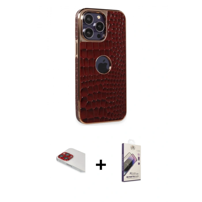 MARSİLYAN™- iPhone 13 Pro Max Kılıf Ufuk Form Prime - Siyah Bilvis 3D Mat Cam Ekran Koruyucu + Pers Alüminyum Kamera Lens - KI