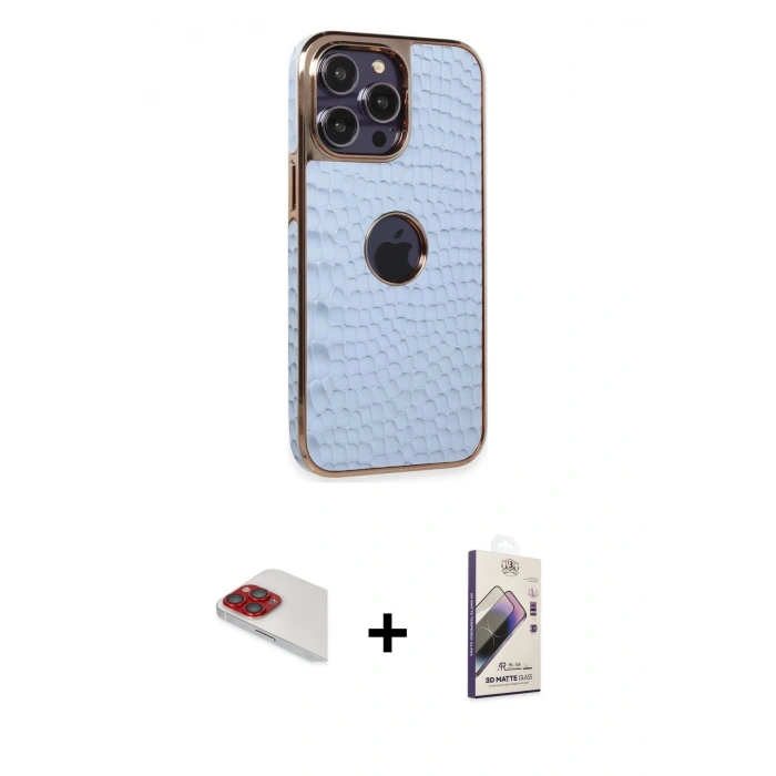 MARSİLYAN™- iPhone 13 Pro Max Kılıf Ufuk Form Prime - Siyah Bilvis 3D Mat Cam Ekran Koruyucu + Pers Alüminyum Kamera Lens - KI