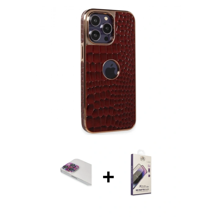 MARSİLYAN™- iPhone 13 Pro Max Kılıf Ufuk Form Prime - Siyah Bilvis 3D Mat Cam Ekran Koruyucu + Pers Alüminyum Kamera Lens - GI
