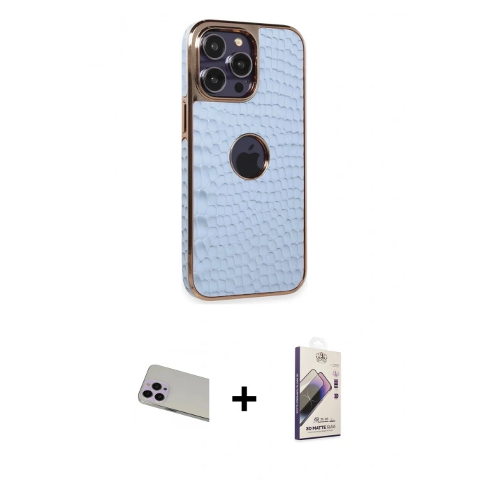 MARSİLYAN™- iPhone 13 Pro Max Kılıf Ufuk Form Prime - Siyah Bilvis 3D Mat Cam Ekran Koruyucu + Rainbow Kamera Lens Koruma Cam - MR