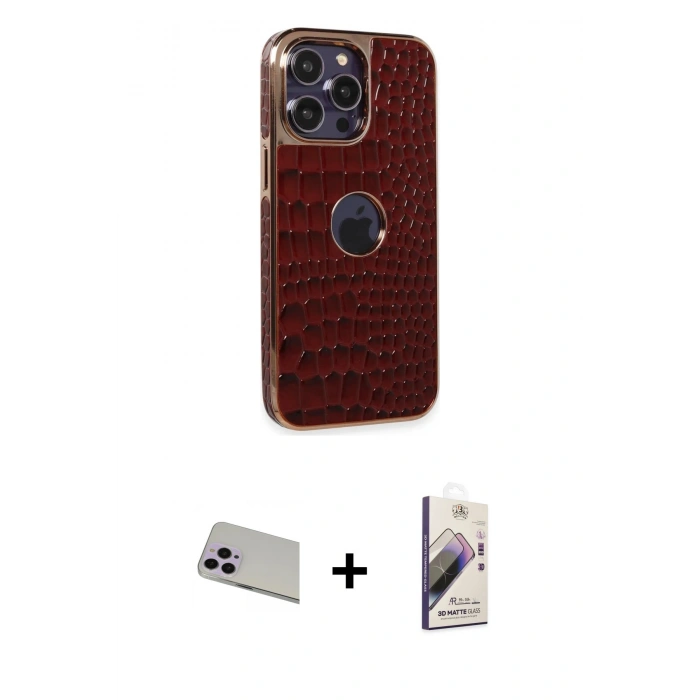 MARSİLYAN™- iPhone 13 Pro Max Kılıf Ufuk Form Prime - Siyah Bilvis 3D Mat Cam Ekran Koruyucu + Rainbow Kamera Lens Koruma Cam - MR