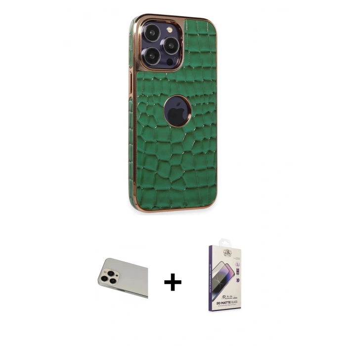 MARSİLYAN™- iPhone 13 Pro Max Kılıf Ufuk Form Prime - Siyah Bilvis 3D Mat Cam Ekran Koruyucu + Rainbow Kamera Lens Koruma Cam - REGD