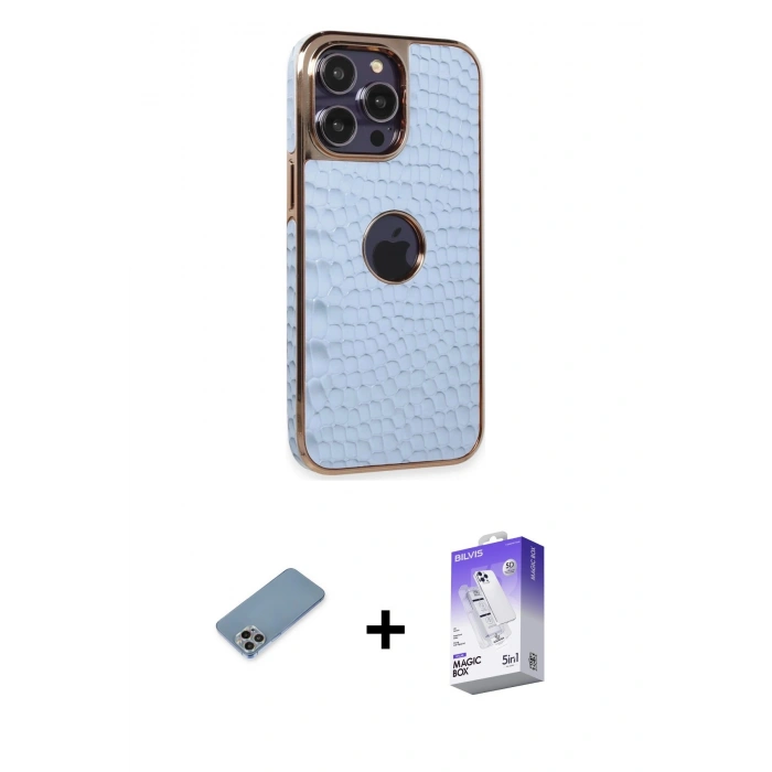 MARSİLYAN™- iPhone 13 Pro Max Kılıf Ufuk Form Prime - Siyah Bilvis 5in1 3D Magic Cam Ekran Koruyucu + Shine Kamera Lens Koruma Cam - GI