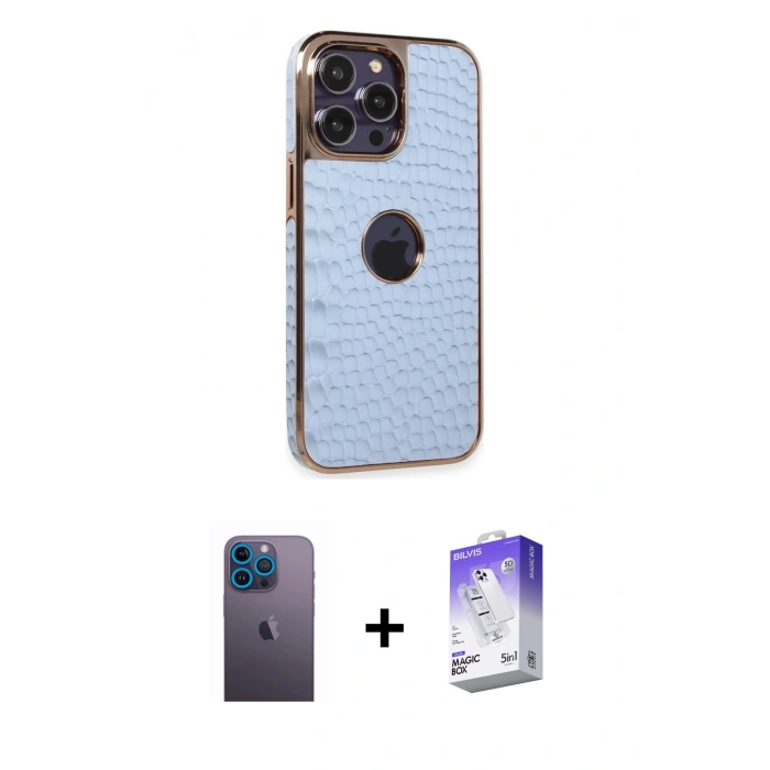 MARSİLYAN™- iPhone 13 Pro Max Kılıf Ufuk Form Prime - Siyah Bilvis 5in1 3D Magic Cam Ekran Koruyucu + Neon Fosforlu Kamera Lens - MI