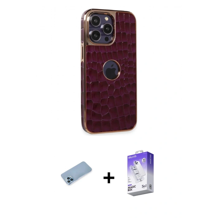 MARSİLYAN™- iPhone 13 Pro Max Kılıf Ufuk Form Prime - Siyah Bilvis 5in1 3D Magic Cam Ekran Koruyucu + Shine Kamera Lens Koruma Cam - MI
