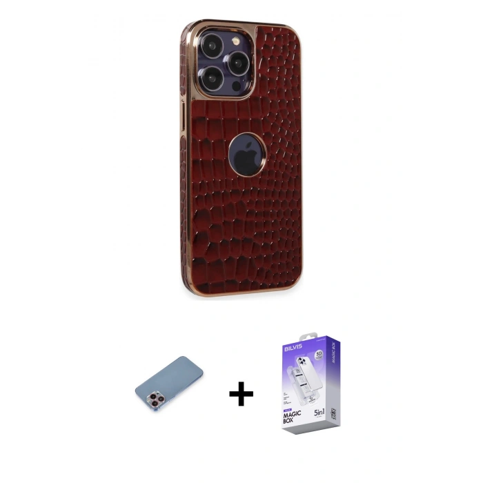 MARSİLYAN™- iPhone 13 Pro Max Kılıf Ufuk Form Prime - Siyah Bilvis 5in1 3D Magic Cam Ekran Koruyucu + Shine Kamera Lens Koruma Cam - PE