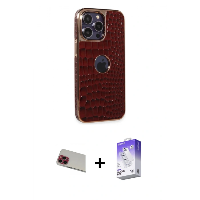 MARSİLYAN™- iPhone 13 Pro Max Kılıf Ufuk Form Prime - Siyah Bilvis 5in1 3D Magic Cam Ekran Koruyucu + Rainbow Kamera Lens Koruma Cam - KI