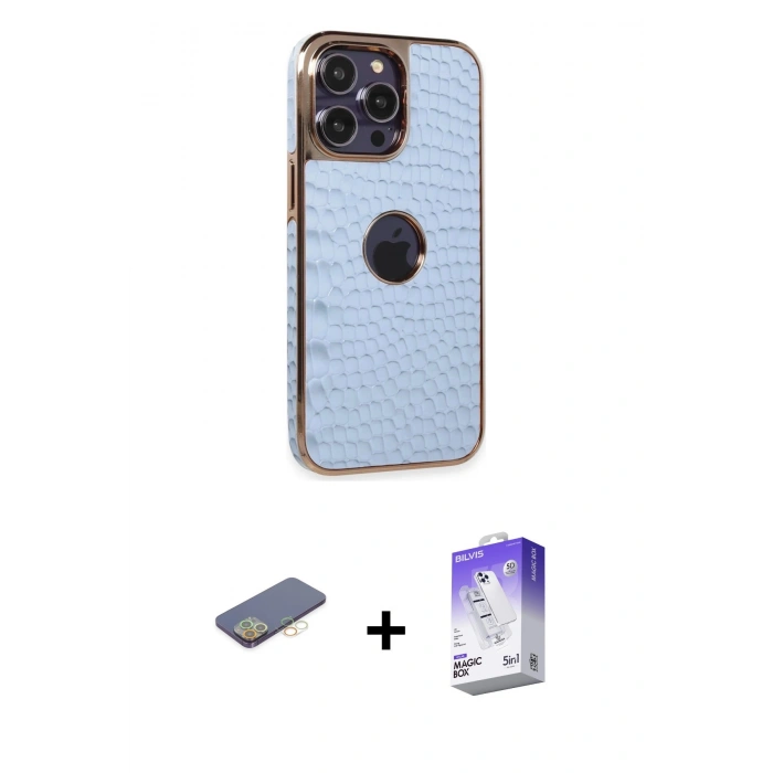 MARSİLYAN™- iPhone 13 Pro Max Kılıf Ufuk Form Prime - Siyah Bilvis 5in1 3D Magic Cam Ekran Koruyucu + Renkli Kamera Lens Koruma Cam - SI