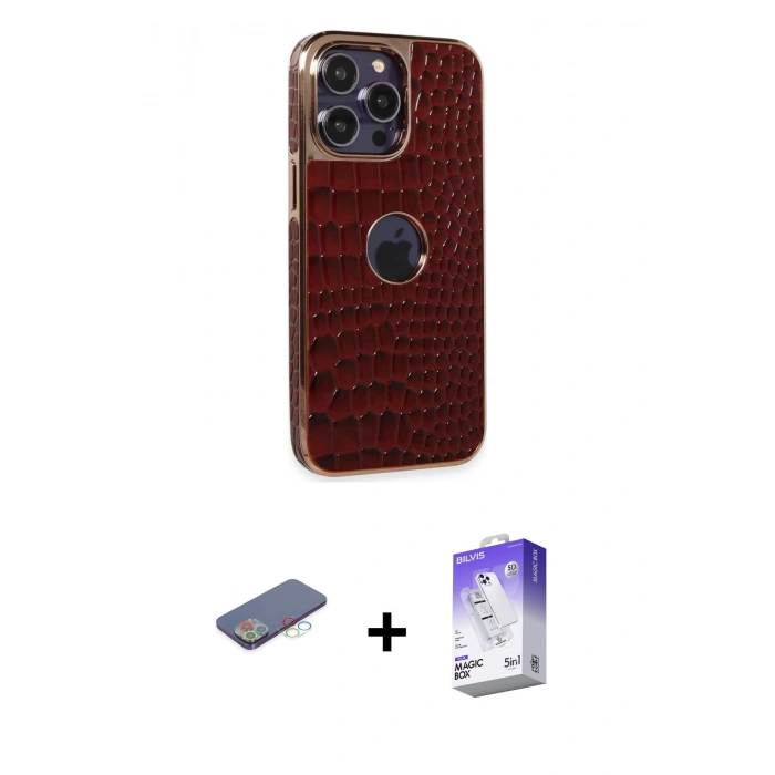 MARSİLYAN™- iPhone 13 Pro Max Kılıf Ufuk Form Prime - Siyah Bilvis 5in1 3D Magic Cam Ekran Koruyucu + Renkli Kamera Lens Koruma Cam - MI