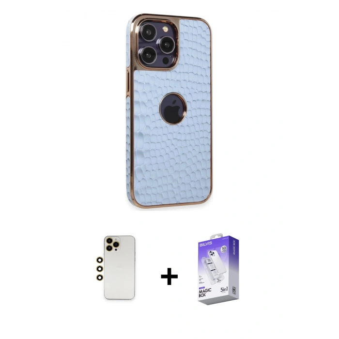 MARSİLYAN™- iPhone 13 Pro Max Kılıf Ufuk Form Prime - Siyah Bilvis 5in1 3D Magic Cam Ekran Koruyucu + Shine Kamera Lens - GD