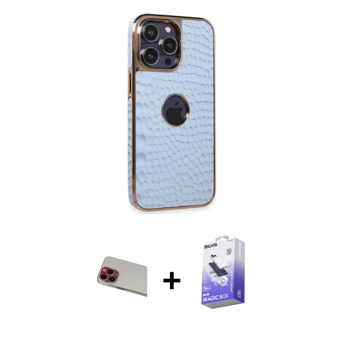 MARSİLYAN™- iPhone 13 Pro Max Kılıf Ufuk Form Prime - Siyah Bilvis 5in1 5D Magic Hayalet Cam Ekran Koruyucu + Rainbow Kamera Lens Koruma Cam - KI