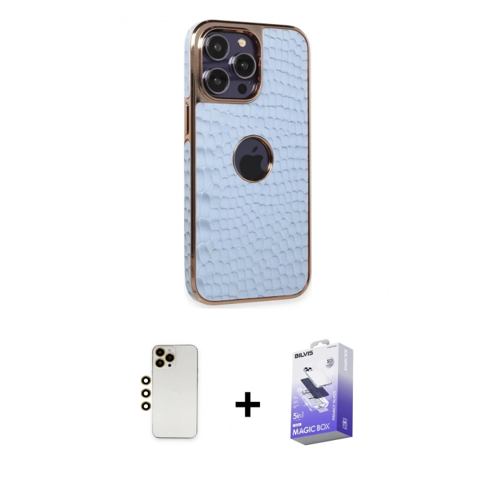 MARSİLYAN™- iPhone 13 Pro Max Kılıf Ufuk Form Prime - Siyah Bilvis 5in1 5D Magic Hayalet Cam Ekran Koruyucu + Shine Kamera Lens - GD