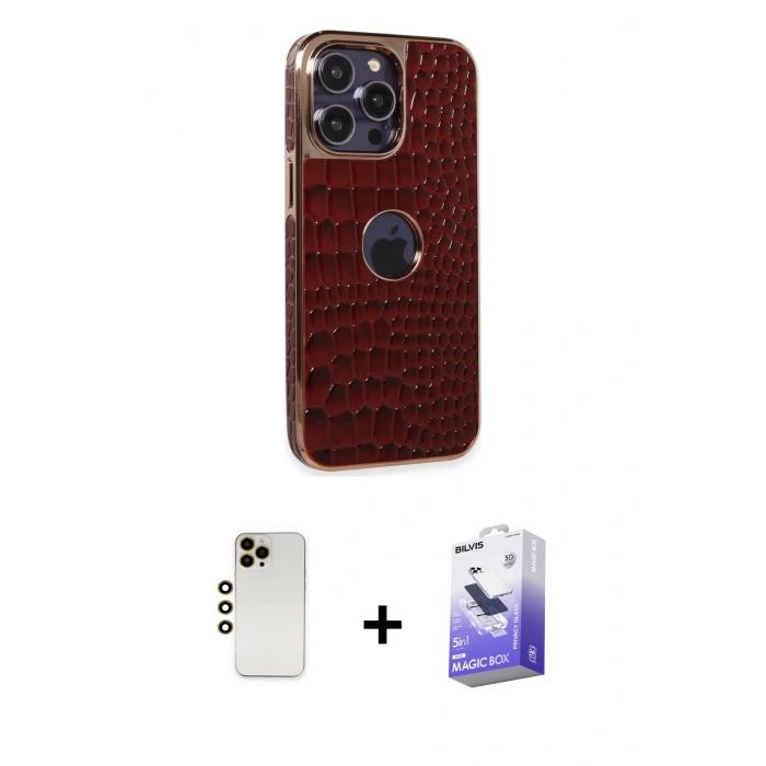 MARSİLYAN™- iPhone 13 Pro Max Kılıf Ufuk Form Prime - Siyah Bilvis 5in1 5D Magic Hayalet Cam Ekran Koruyucu + Shine Kamera Lens - GD