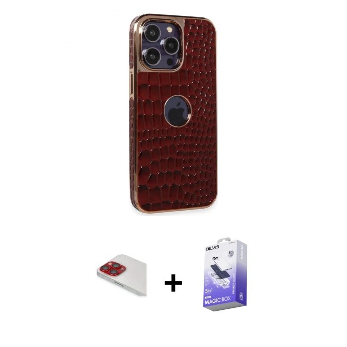 MARSİLYAN™- iPhone 13 Pro Max Kılıf Ufuk Form Prime - Siyah Bilvis 5in1 5D Magic Hayalet Cam Ekran Koruyucu + Pers Alüminyum Kamera Lens - KI