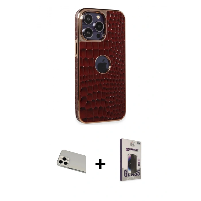 MARSİLYAN™- iPhone 13 Pro Max Kılıf Ufuk Form Prime - Siyah Bilvis Hayalet Cam Ekran Koruyucu + Rainbow Kamera Lens Koruma Cam - BZ