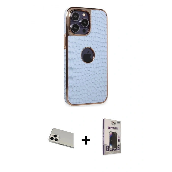 MARSİLYAN™- iPhone 13 Pro Max Kılıf Ufuk Form Prime - Siyah Bilvis Hayalet Cam Ekran Koruyucu + Rainbow Kamera Lens Koruma Cam - BZ