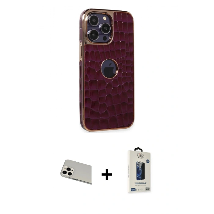 MARSİLYAN™- iPhone 13 Pro Max Kılıf Ufuk Form Prime - Siyah Bilvis Hayalet Cam Ekran Koruyucu + Rainbow Kamera Lens Koruma Cam - BZ