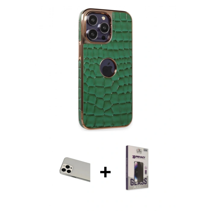 MARSİLYAN™- iPhone 13 Pro Max Kılıf Ufuk Form Prime - Siyah Bilvis Hayalet Cam Ekran Koruyucu + Rainbow Kamera Lens Koruma Cam - BZ
