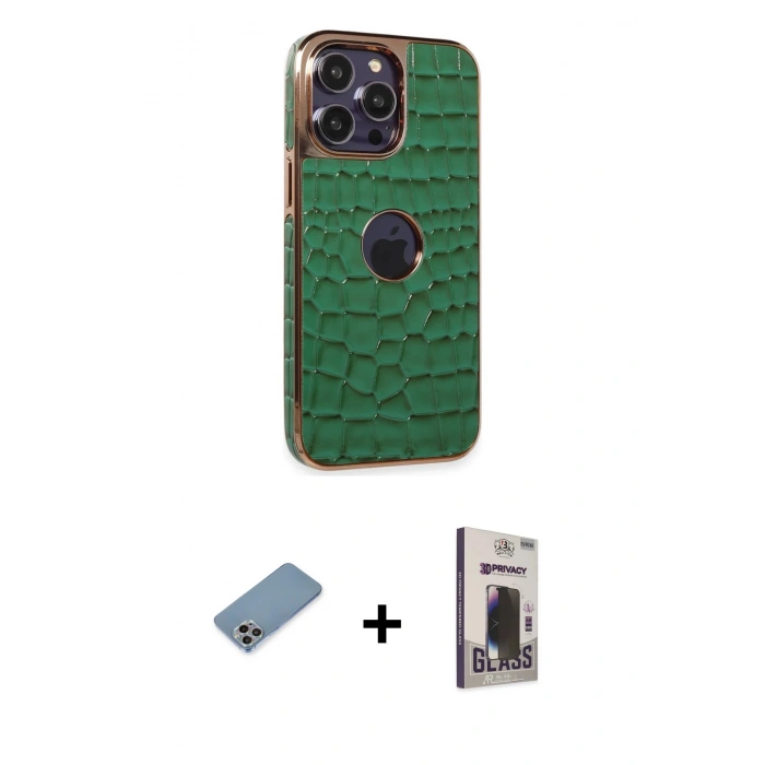 MARSİLYAN™- iPhone 13 Pro Max Kılıf Ufuk Form Prime - Siyah Bilvis Hayalet Cam Ekran Koruyucu + Shine Kamera Lens Koruma Cam - GI