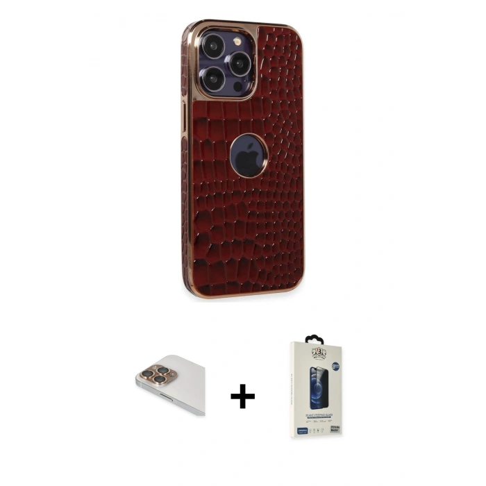 MARSİLYAN™- iPhone 13 Pro Max Kılıf Ufuk Form Prime - Siyah Bilvis Hayalet Cam Ekran Koruyucu + Pers Alüminyum Kamera Lens - GD