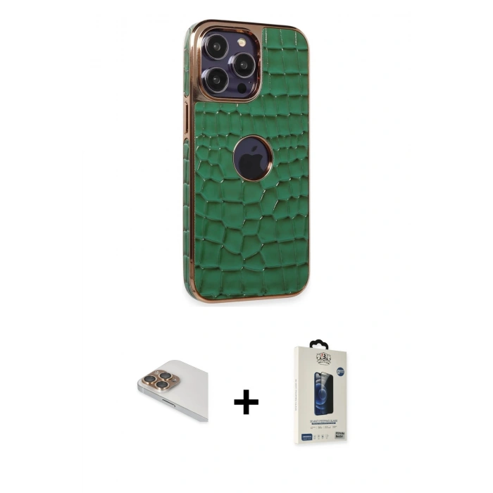 MARSİLYAN™- iPhone 13 Pro Max Kılıf Ufuk Form Prime - Siyah Bilvis Hayalet Cam Ekran Koruyucu + Pers Alüminyum Kamera Lens - GD