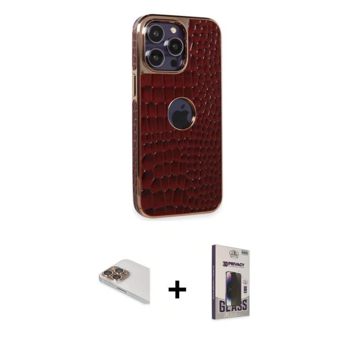 MARSİLYAN™- iPhone 13 Pro Max Kılıf Ufuk Form Prime - Siyah Bilvis Hayalet Cam Ekran Koruyucu + Pers Alüminyum Kamera Lens - GD