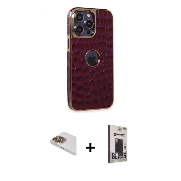 MARSİLYAN™- iPhone 13 Pro Max Kılıf Ufuk Form Prime - Siyah Bilvis Hayalet Cam Ekran Koruyucu + Pers Alüminyum Kamera Lens - GD
