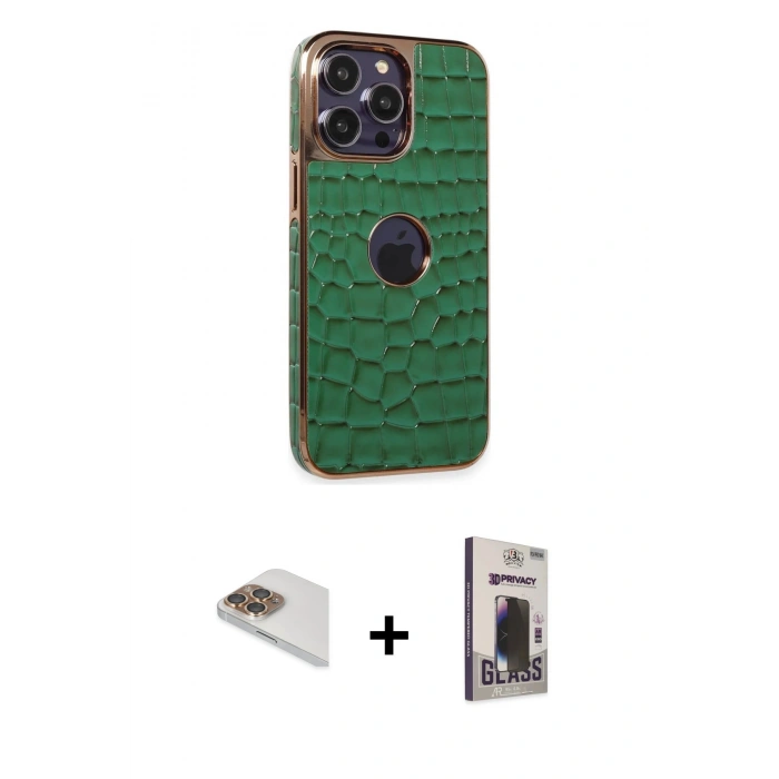 MARSİLYAN™- iPhone 13 Pro Max Kılıf Ufuk Form Prime - Siyah Bilvis Hayalet Cam Ekran Koruyucu + Pers Alüminyum Kamera Lens - GD