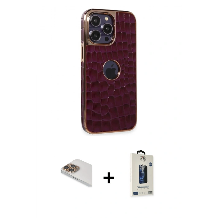 MARSİLYAN™- iPhone 13 Pro Max Kılıf Ufuk Form Prime - Siyah Bilvis Hayalet Cam Ekran Koruyucu + Pers Alüminyum Kamera Lens - GD