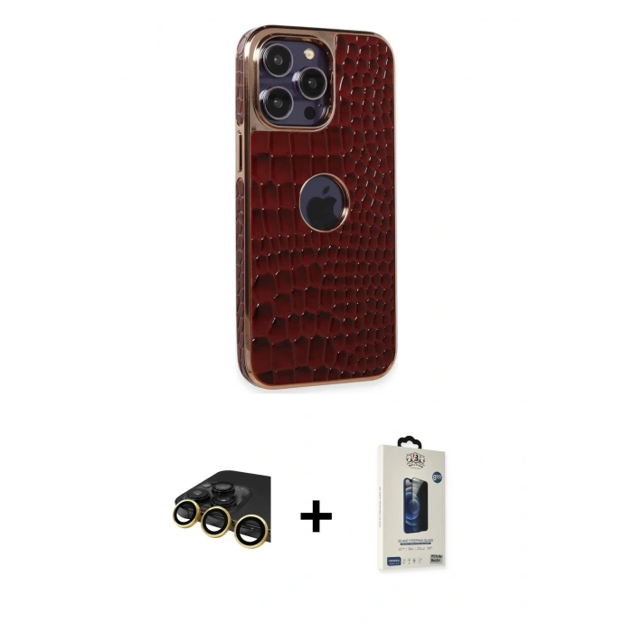 MARSİLYAN™- iPhone 13 Pro Max Kılıf Ufuk Form Prime - Siyah Bilvis Hayalet Cam Ekran Koruyucu + Raze Metal Kamera Lens - GD