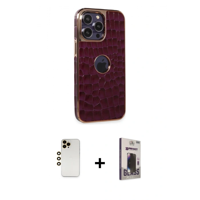 MARSİLYAN™- iPhone 13 Pro Max Kılıf Ufuk Form Prime - Siyah Bilvis Hayalet Cam Ekran Koruyucu + Shine Kamera Lens - GD
