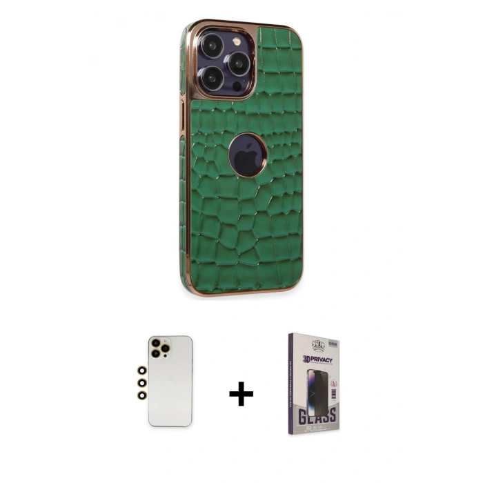 MARSİLYAN™- iPhone 13 Pro Max Kılıf Ufuk Form Prime - Siyah Bilvis Hayalet Cam Ekran Koruyucu + Shine Kamera Lens - GD
