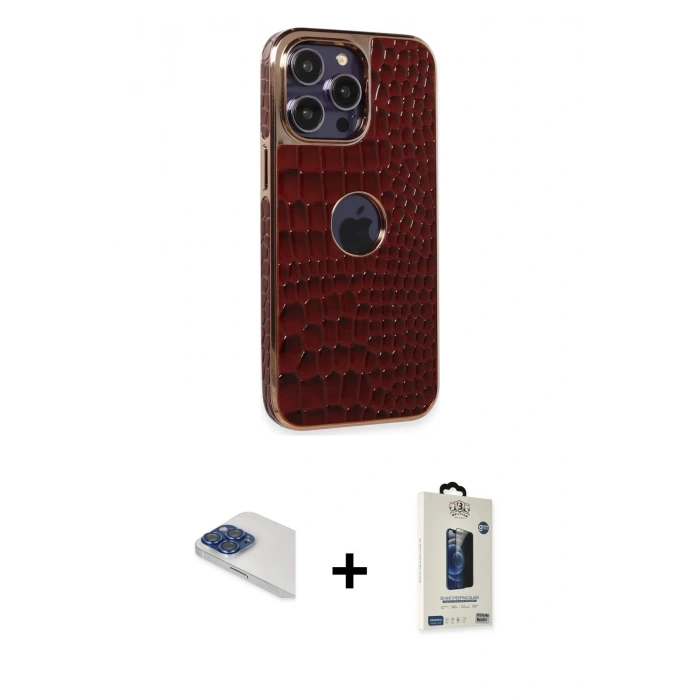 MARSİLYAN™- iPhone 13 Pro Max Kılıf Ufuk Form Prime - Siyah Bilvis Hayalet Cam Ekran Koruyucu + Pers Alüminyum Kamera Lens - LT