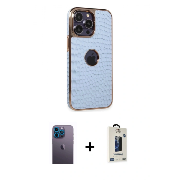 MARSİLYAN™- iPhone 13 Pro Max Kılıf Ufuk Form Prime - Siyah Bilvis Hayalet Cam Ekran Koruyucu + Neon Fosforlu Kamera Lens - MI