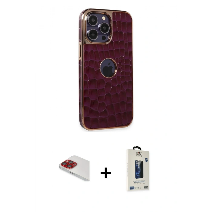 MARSİLYAN™- iPhone 13 Pro Max Kılıf Ufuk Form Prime - Siyah Bilvis Hayalet Cam Ekran Koruyucu + Pers Alüminyum Kamera Lens - KI