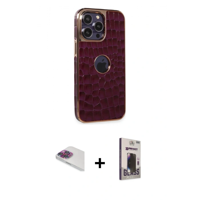 MARSİLYAN™- iPhone 13 Pro Max Kılıf Ufuk Form Prime - Siyah Bilvis Hayalet Cam Ekran Koruyucu + Pers Alüminyum Kamera Lens - GI