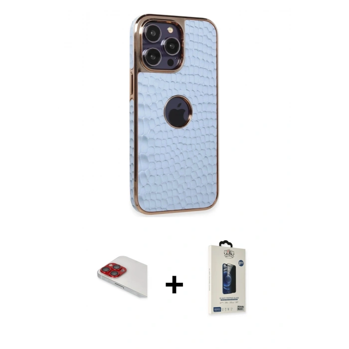 MARSİLYAN™- iPhone 13 Pro Max Kılıf Ufuk Form Prime - Siyah Bilvis Hayalet Cam Ekran Koruyucu + Pers Alüminyum Kamera Lens - KI