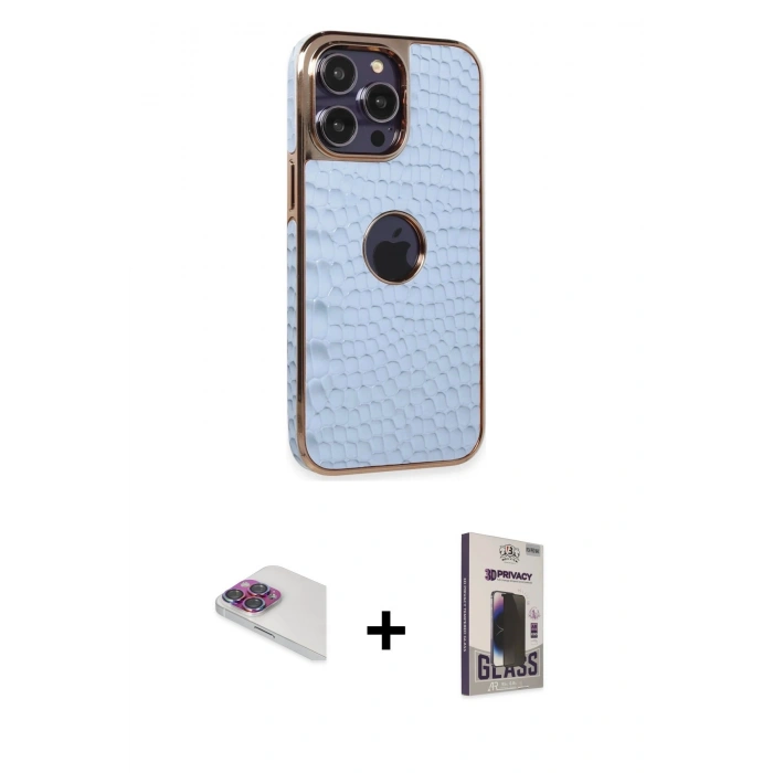 MARSİLYAN™- iPhone 13 Pro Max Kılıf Ufuk Form Prime - Siyah Bilvis Hayalet Cam Ekran Koruyucu + Pers Alüminyum Kamera Lens - GI