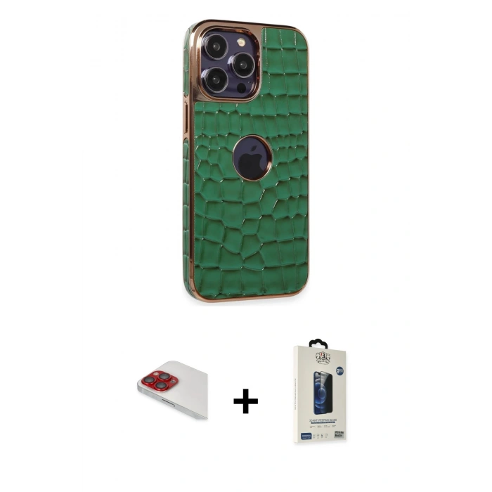 MARSİLYAN™- iPhone 13 Pro Max Kılıf Ufuk Form Prime - Siyah Bilvis Hayalet Cam Ekran Koruyucu + Pers Alüminyum Kamera Lens - KI