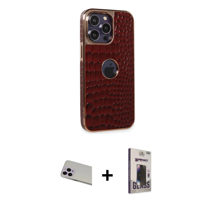 MARSİLYAN™- iPhone 13 Pro Max Kılıf Ufuk Form Prime - Siyah Bilvis Hayalet Cam Ekran Koruyucu + Rainbow Kamera Lens Koruma Cam - MR