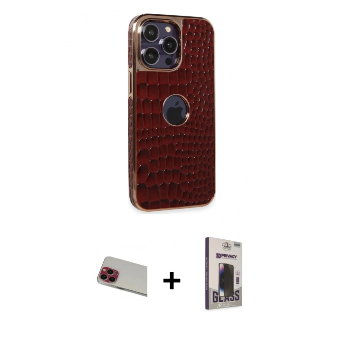 MARSİLYAN™- iPhone 13 Pro Max Kılıf Ufuk Form Prime - Siyah Bilvis Hayalet Cam Ekran Koruyucu + Rainbow Kamera Lens Koruma Cam - KI