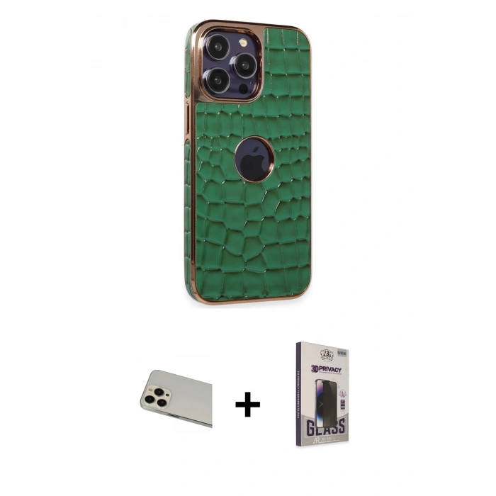 MARSİLYAN™- iPhone 13 Pro Max Kılıf Ufuk Form Prime - Siyah Bilvis Hayalet Cam Ekran Koruyucu + Rainbow Kamera Lens Koruma Cam - REGD