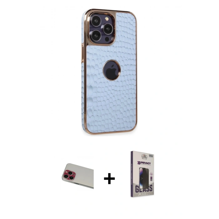 MARSİLYAN™- iPhone 13 Pro Max Kılıf Ufuk Form Prime - Siyah Bilvis Hayalet Cam Ekran Koruyucu + Rainbow Kamera Lens Koruma Cam - KI